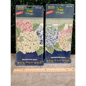 Village Hydrangea Floral Wallpaper Border Scalloped 2 Rolls Pink Blue 375802700